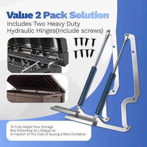 2 Pack Keter Deck Box Hinge Replacement for Keter Outdoor Storage Box Replacement Hinges Including Screws - size: 2 Pack