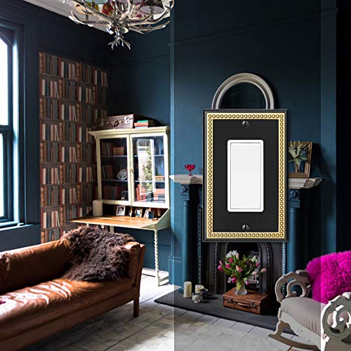 Pearled Frame Decorative Wall Plate Switch Plate Outlet Cover (Single Decorator 3PK, Black & Dark Golden) - style: Single Decorator 3PK