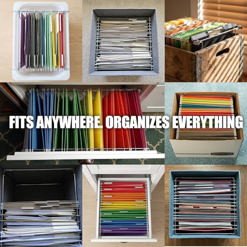 Officemate Hanging File Frame, Letter Size (Fits 24″–27″), Adjustable Heavy-Duty Steel File Drawer Organizer for Desks, Cabinets & Shelves (91964) - size: 1-Pack