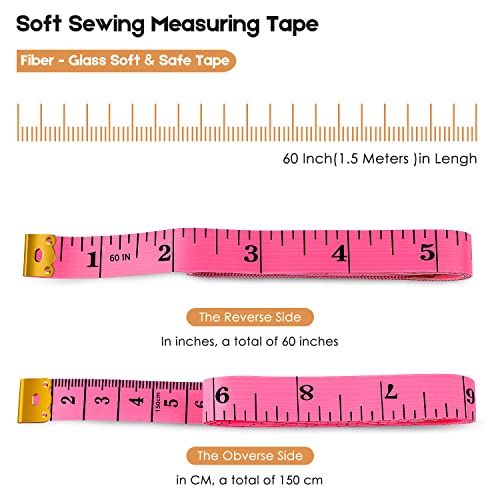 iBayam 2 Pack Tape Measure Measuring Tape for Body Fabric Sewing 60"/150cm - color: Pink & Black