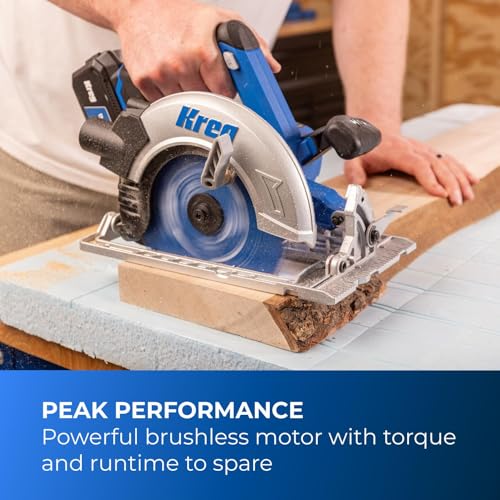 Kreg 20V Ionic Drive 7 1/4" Circular Saw - Powerful Brushless Motor & Built-In Safety Features - LED for Cutline Visibility - Integrated Dust Port Keeps Workspace Clean - Bare Tool - KPTCS725A
