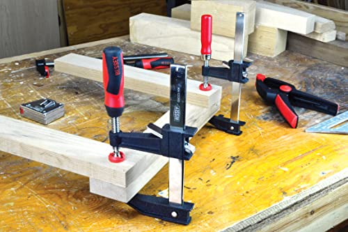 BESSEY GSCC4PK-C Clamp Set for Woodworking, F-style with Wood Handle, Replaceable Pads, 2 x 6 In and 2 x 12 In, 600 lb, Red/Black/Silver - size: 2 x 6 IN and 2 x 12 In., style: 600 lb (Set of 2)