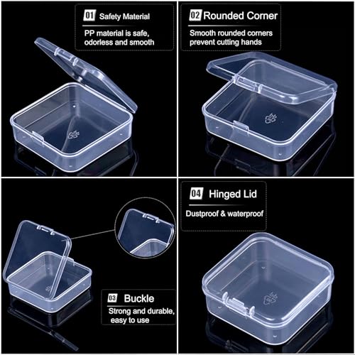 Bead Organizer Box, 60pcs Small Clear Plastic Storage Containers, Craft Storage Box Features Hinged Lid and Labels, Mini Boxes for Bracelets, Jewelry, Diamonds, Clay Beads, Screws, Seeds, Small Parts - size: 2 Pack 60 Pcs