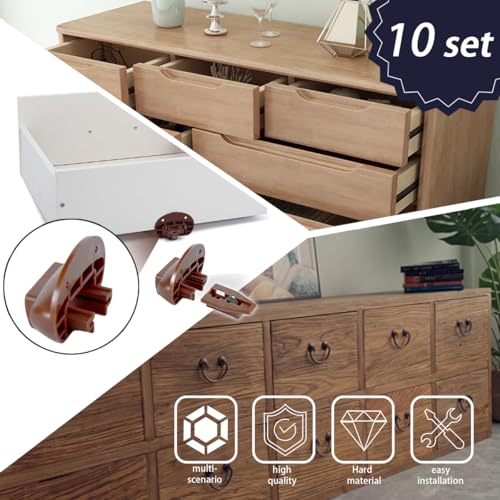 XTPTFABS 10Pcs Drawer Guide Repair Kit with Screws,Reinforced Brown Plastic