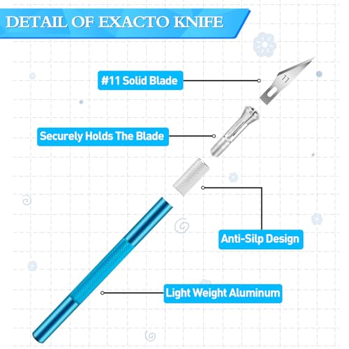 JETMORE Exacto Knife, Craft Knife with 30#11 Blades for Art and Modeling - color: Black-silver-pink-33pcs