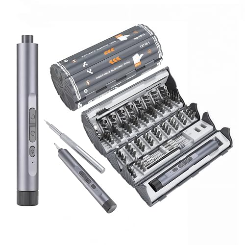 Mini Electric Screwdriver Cordless Set, 127-in-1 Precision Magnetic Bits, Rechargeable USB-C, LED Light, Manual & Electric Modes, Portable Repair Tools Kit for Electronics, Phones, Laptops