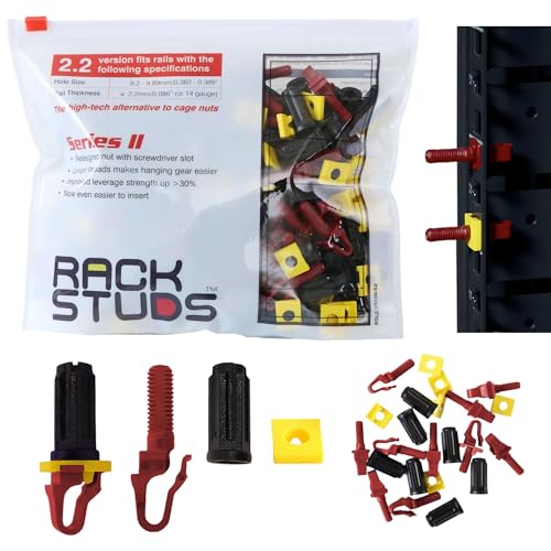 Rackstuds R100 Series II - Server Rack Screws 100 Pack | Cage Nut Replacement | Red 2.22mm/0.086" | A Faster, Easier Solution for Rack mounting Gear in 19" Racks with Square Punched Vertical Rails - color: Red, size: 100 Pack
