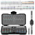 50-in-1 Magnetic Ratchet Screwdriver Set, S2 Steel T Handle Repair Tool Kit | Furniture, Computer, Bicycle, Appliance, DIY, Electronics, Portable Case, 48 Bits, Color-Coded, 80% Effort-Saving