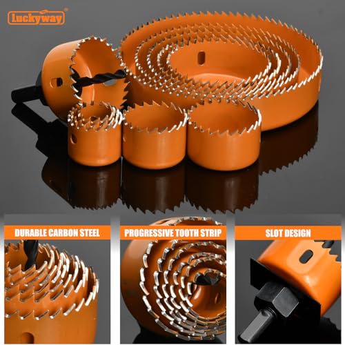 Luckyway Hole Saw Kit Pro 24PCS 3/4"-6" Hole Saw for Softwood, Drywall, PVC