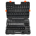 VEVOR Impact Socket Set 130 Piece 3/8" & 1/2" - SAE & Metric Drive Socket Set - 6 Point Cr-Mo Alloy Steel for Auto Repair - Easy-to-Read Size Markings - Includes Storage Case - size: 1/2" 3/8" 130 PCS