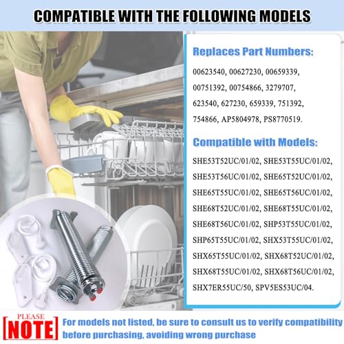 UPGRADED 00754866 Dishwasher Door Spring & Cable Kit - Dishwasher Door Hinge Replacement Parts AP5804978 PS8770519 00623540 00627230 00659339 00751392 3279707