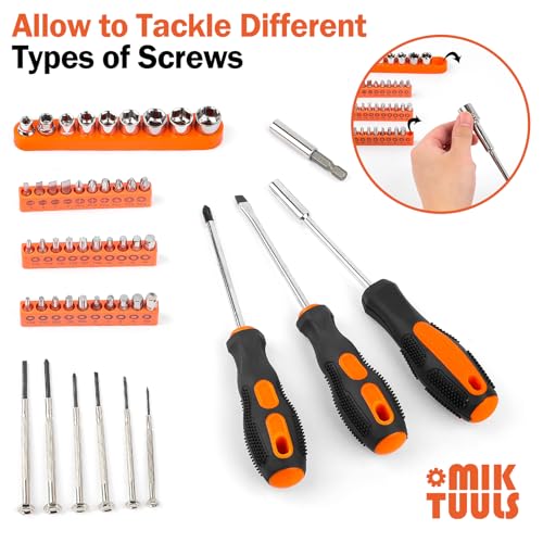 Tool Set 148PCS, Automotive and Household Tool Kit, Basic Tool Box for Men, Pefect for Car Enthusiasts and DIY Home Repairs