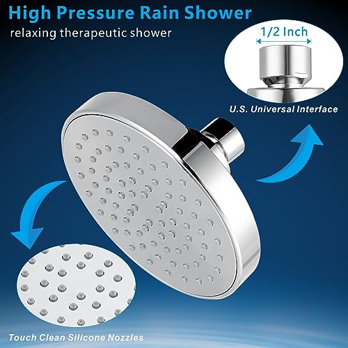 High Pressure Shower Head - 4.7“ Powerful Bathroom Pressure Boosting Rain Showerhead - Perfect Universal Replacement for Rainfall Shower Heads (Chrome) - style: 1 Pack Chrome
