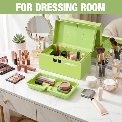 WORKPRO 10.8" Mini Metal Tool Box with Removable Tray - color: Macaron Green