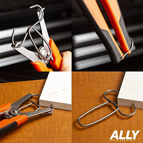 ALLY Tools Miter Spring Clamp Pliers with 16 Miter Spring Clamps - Spring Loaded Handle Design – Long 8 inch Handle for Big Hands for use with Wood Trims, Moldings, Picture Frames, and Woodworking.