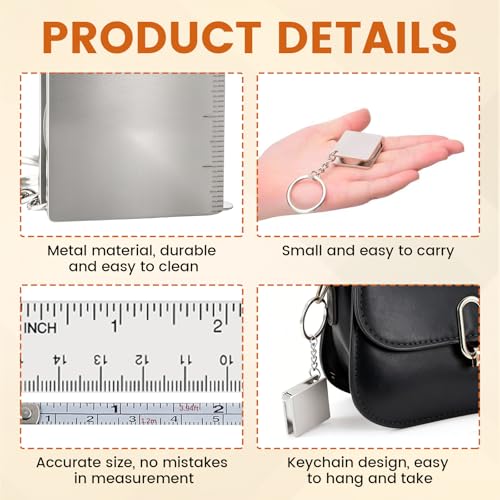 2 Pack Mini Keychain Tape Measure, 1.2m Retractable Measuring Tape | Dual Inch & Metric Scale, Pocket Portable, Metal Tape, Great for Sewing, DIY & Party Favors