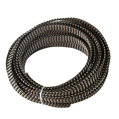 Othmro 10m/32.8ft PET Expandable Braid Organizing Cable Sleeving Flexible Wire Mesh Sleeve Black Gold,Protecting Cables from Pets Chewing - color: Black Gold, size: 14mmx10m