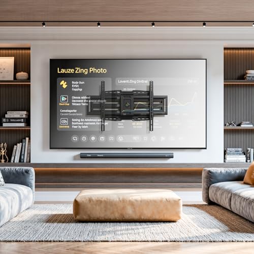 USX MOUNT 8" Sliding Design/Heavy Duty Full Motion TV Wall Mount for 32-120" TVs, Ultra-Large Dual Arm Mount for 16/18/24" Studs with Swivel,Tilt&Level/Preassembled, Max VESA 900x600 up to 165lbs - size: For 32" to 120" TVs