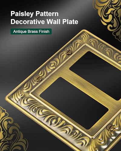 2-Pack Paisley Pattern Double Decorator Outlet Cover Plate - style: 2 Decorator 2PK