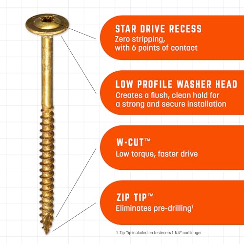GRK Fasteners #8 x 2 Low-Profile Cabinet Screws, 100 PCS (2-PK; 200 CT) - color: Brass, size: #8 x 2"