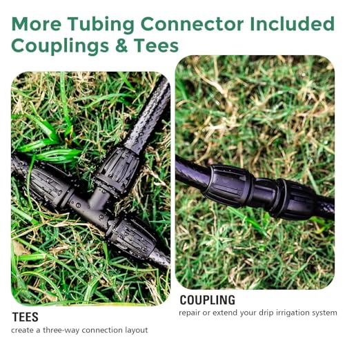 Maotong 40 FT 1/2 inch Drip Irrigation Tubing Main Line Hose Tube for Garden Irrigation System (Includes 1/2" Straight Connector and 3-Way Connector) - size: 40FT 1/2" Main Tubing