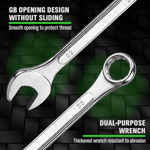 19-Piece Metric Combination Wrench Set, 6-24mm Standard Spanner Wrench Set, Mechanic Tool Sets with Rolling Pouch, Open End Wrenches for Household, Garage, Workshop, Auto Repairs - style: 19pcs Metric Combination