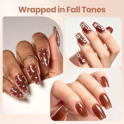 Beetles Hard Gel for Nails Ember Brown, TPO & HEMA-FREE & Flat Nail Brush - color: A - Maple Ember