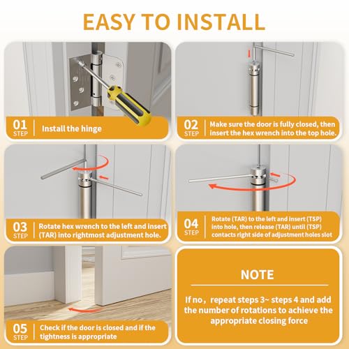 Luxbaro 3 Pack Spring Hinges Self Closing 4 Inch, Self Closing Door Hinges - color: Brushed Nickel-square&5/8'', size: 4" 3 Pack