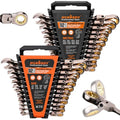 HORUSDY 24-Piece Flex-Head Ratcheting Wrench Set, Metric(8–19mm) & SAE(1/4-7/8") Combination Wrenches, 72-Tooth CR-V Steel, Ratchet Spanners with Wrench Organizer for Repair - style: 24-Piece Flex-Head Ratcheting - Pro Complete