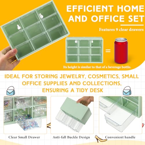 Wenqik 2 Pcs Mini Storage Drawers, Green - color: Green