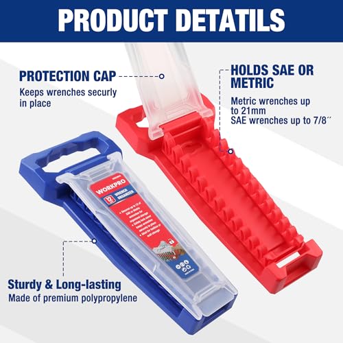 WORKPRO 2-Piece Wrench Organizer, 24-Slot Wrench Holder Set with Lock Cover - style: Plastic Wrench Organizer(2PC)