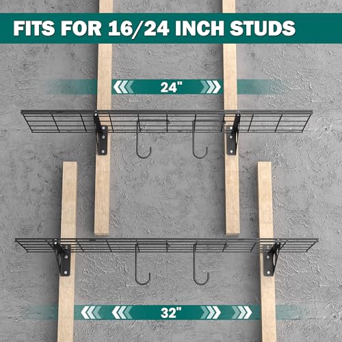 EVERHANGER Garage Wall Shelves, 12 X 48 Inch Wall Mounted Storage Shelves - color: Black, size: 48X 12inch