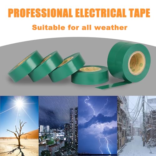 Green Electrical Tape, UL Approved, 0.7in x 33ft, 9 Pack - color: Green