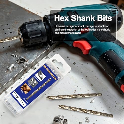 5/16 Hex Shank Cobalt Drill Bits for Metal & Hard Steel (5Pcs) - size: 5/16(5pcs)