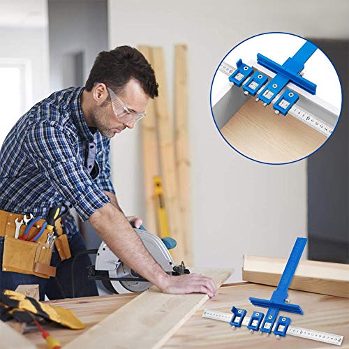 Joywayus Drill Punch Locator Cabinet Hardware Jig Template Woodworking Accurate Drilling Tool Father's Day Gift - color: Blue-abs