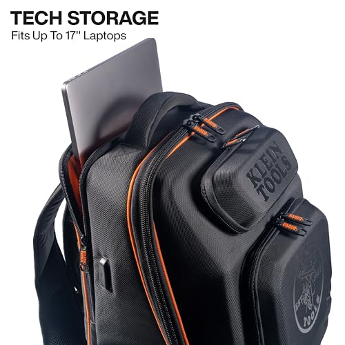 Klein Tools 62809MB MODBox Hard Shell Backpack with Protective Front Shell, 40 Pockets, Laptop Sleeve USB-C Port, MODBox Compatible, Heavy Duty - size: Hardshell Backpack