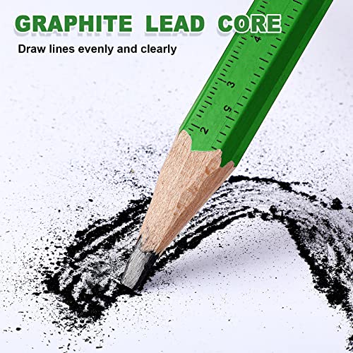 Honoson 200 Pcs Flat Construction Pencils with Printed Ruler Wood Graphite 2 Pcs Carpenter Pencil Sharpener for Woodworking Marking Tool(Green) - color: Green