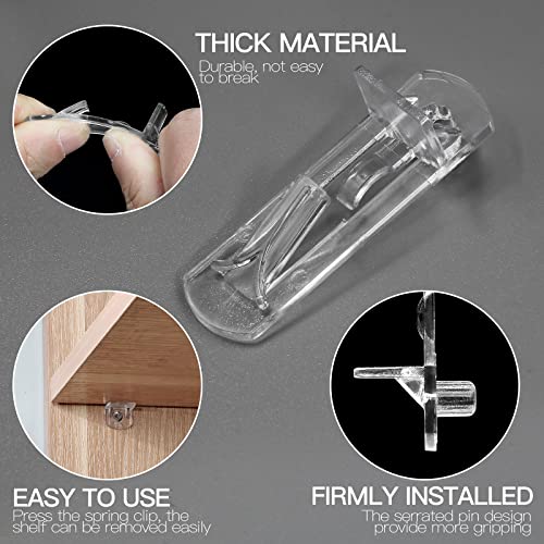 60pcs Locking Shelf Pins – 6mm Cabinet Shelf Pegs, Clear Plastic Shelf Clips for 5/8" Thick Board - size: 6mm Pins, Fit 5/8" Thick Boards