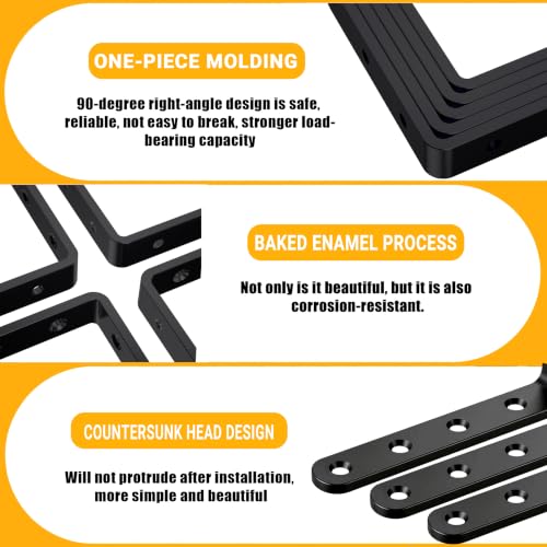 25Pcs Black Angle Brackets 3”x 5” Heavy Duty Corner Bracket 3MM for Wood | 3MM Thick Metal Corner Brackets 90 Degree Joint Hardware 5in Mounting Bracket for Wooden Furniture Cabinet Chair Bookshelf - size: Black-3x5 Inch