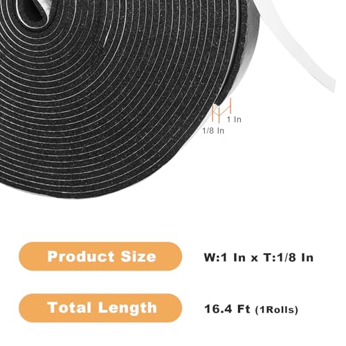 Foam Insulation Tape self Adhesive,1In x 1/8In x 16.4Ft Weather Stripping for Doors and Windows,Sound Proof soundproofing Door Seal,Weatherstrip,Pipe Cooling, Air Conditioning Seal Strip - size: 1 in x 1/8 in x 16.4 ft