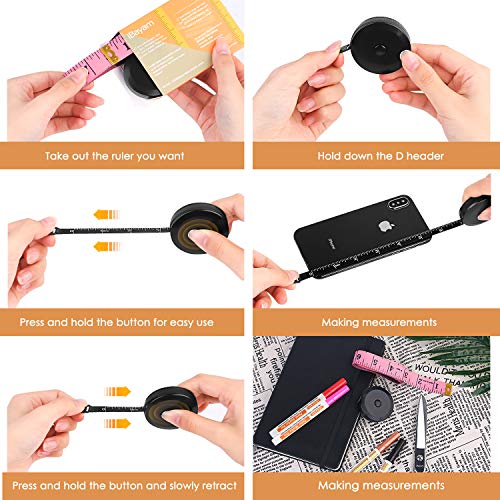 iBayam 2 Pack Tape Measure Measuring Tape for Body Fabric Sewing 60"/150cm - color: Pink & Black
