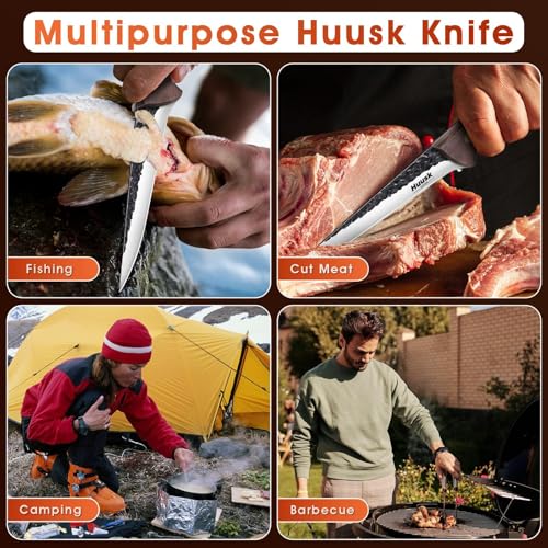 Huusk Boning Knife for Meat Cutting, 5.5" Fish Fillet Knives with Sheath - size: 5.5 inches