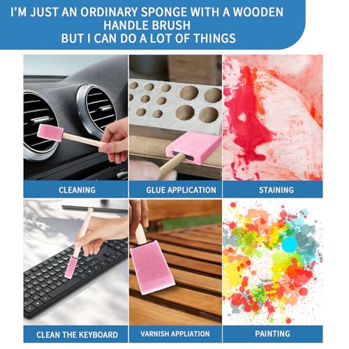 Foam Paint Brushes, 48 Pcs -10 Sizes, Paint Sponge, Premium Foam Brushes - color: Pink