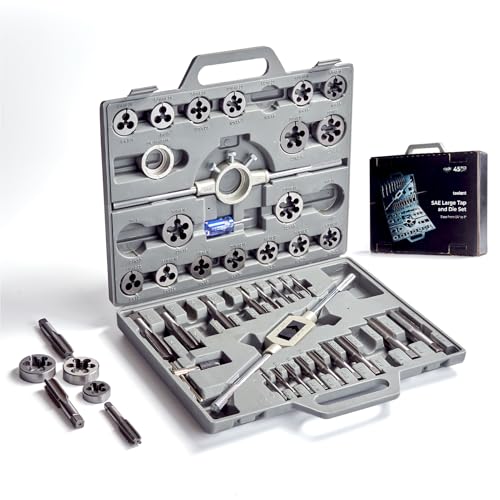toolant 45-Piece SAE Tap and Die Set, 1/4"-1" - size: 45pcs SAE (1/4"-1")