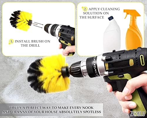 3 Pcs Drill Brush Attachments for Cleaning, Nylon 2/3.5/4 in Heads