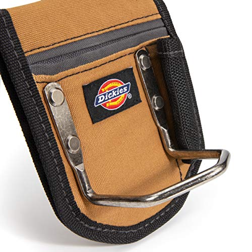 Dickies 2-Compartment Hammer Holder for Tool and Work Belts, Durable Canvas, Includes Tool Loop and Pocket, Fits up to 4.5-inch Belts, Tan/Grey - color: Tan