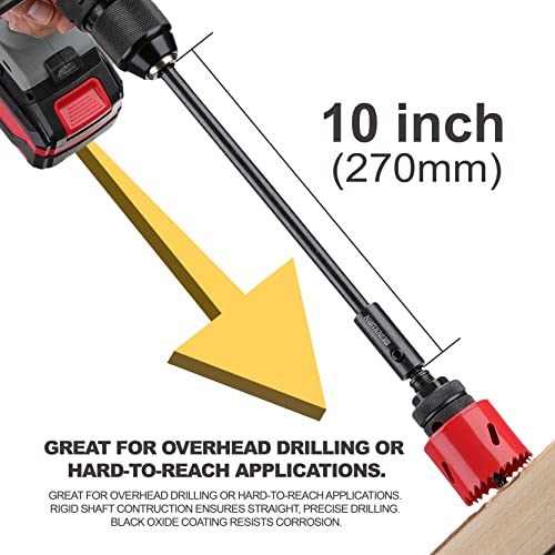 GEINXURN Tools Hole Saw Extension Chuck, 10-Inch x 3/8-Inch Hex Shank Reducing Locking Impact Extension - size: GEC010HS