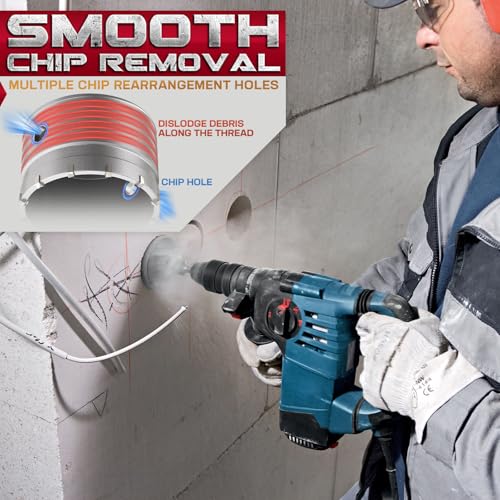 DAIMIT 20PCS Concrete Hole Saw Kits with 3 Drill Bits and SDS Plus & Max Shank, Hole Saw Tool Set for Concrete Cement Brick Stone Wall Drilling, Kit Size 30 40 50 65 80 100 110MM - size: 30 40 50 65 80 100 110MM