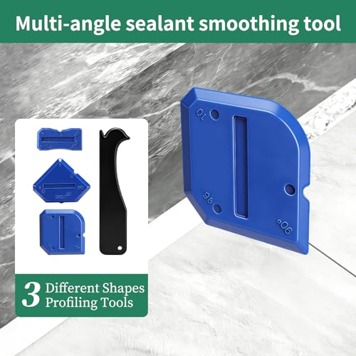 6 in 1 Caulking Tool & Caulk Remover Tool Kit with Dual-End Multi-Function Handle – Grout Removal Tool & Scraper for Bathroom, Kitchen, Tile Sealing