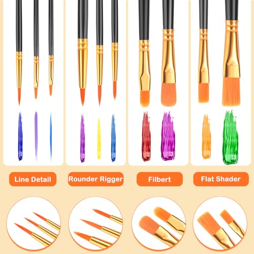 ESRICH 200PCS Paint Brushes, Paint Brush for Acrylic Painting - color: Black, size: 200